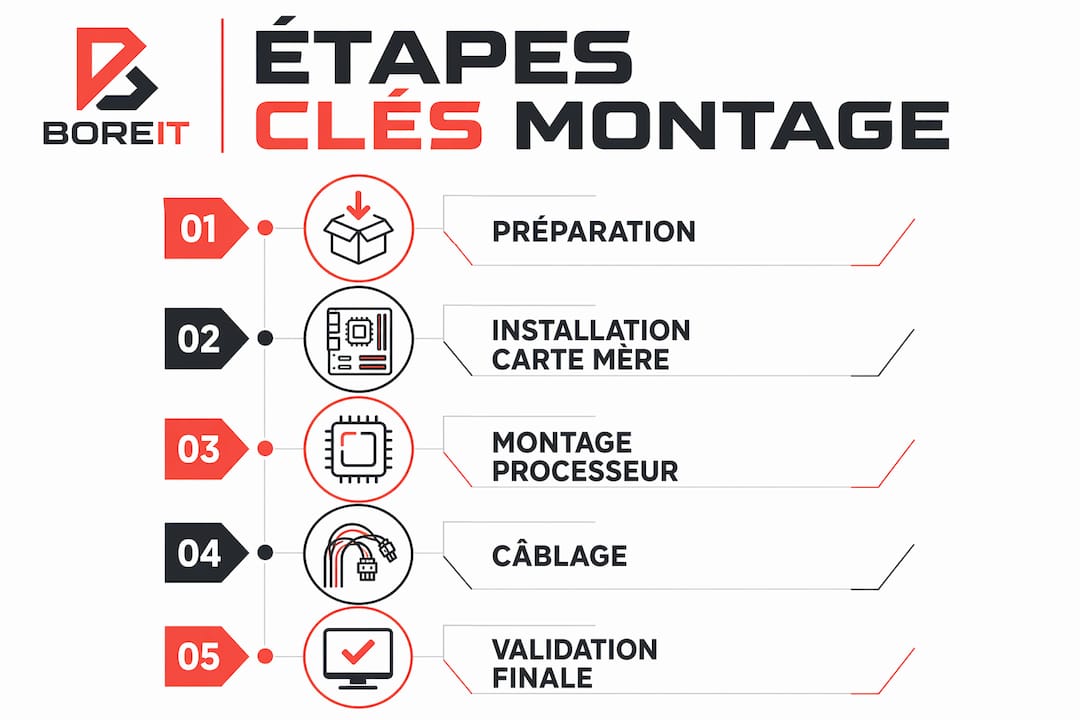 Infographie : les étapes incontournables pour assembler son PC de bureau