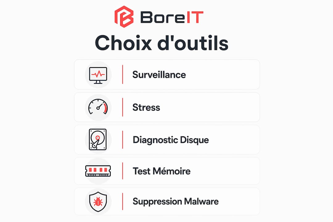 Découvrez en un coup d’œil les grandes étapes d’un diagnostic informatique grâce à notre infographie détaillée.