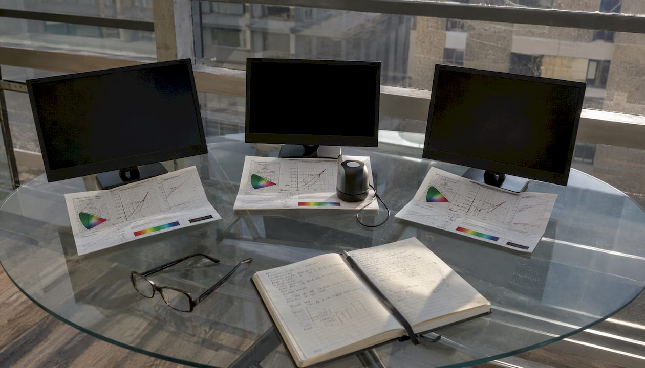 Gros plan sur trois types de dalles LCD : TN, IPS et VA.