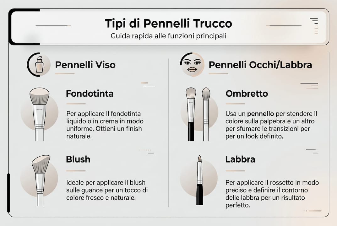 Guida illustrata ai principali tipi di pennelli da trucco