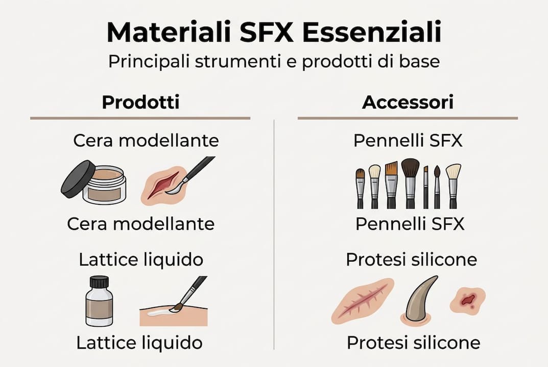 Guida visiva ai materiali per il make up degli effetti speciali