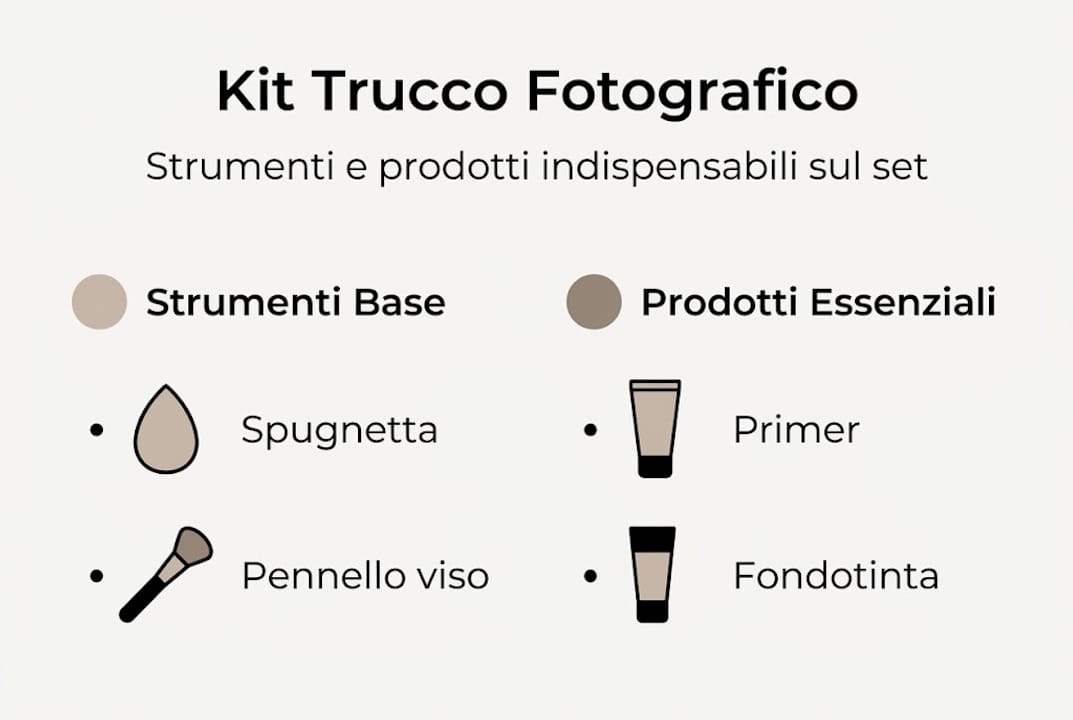 Guida visiva ai must-have e agli strumenti indispensabili per un trucco perfetto in fotografia