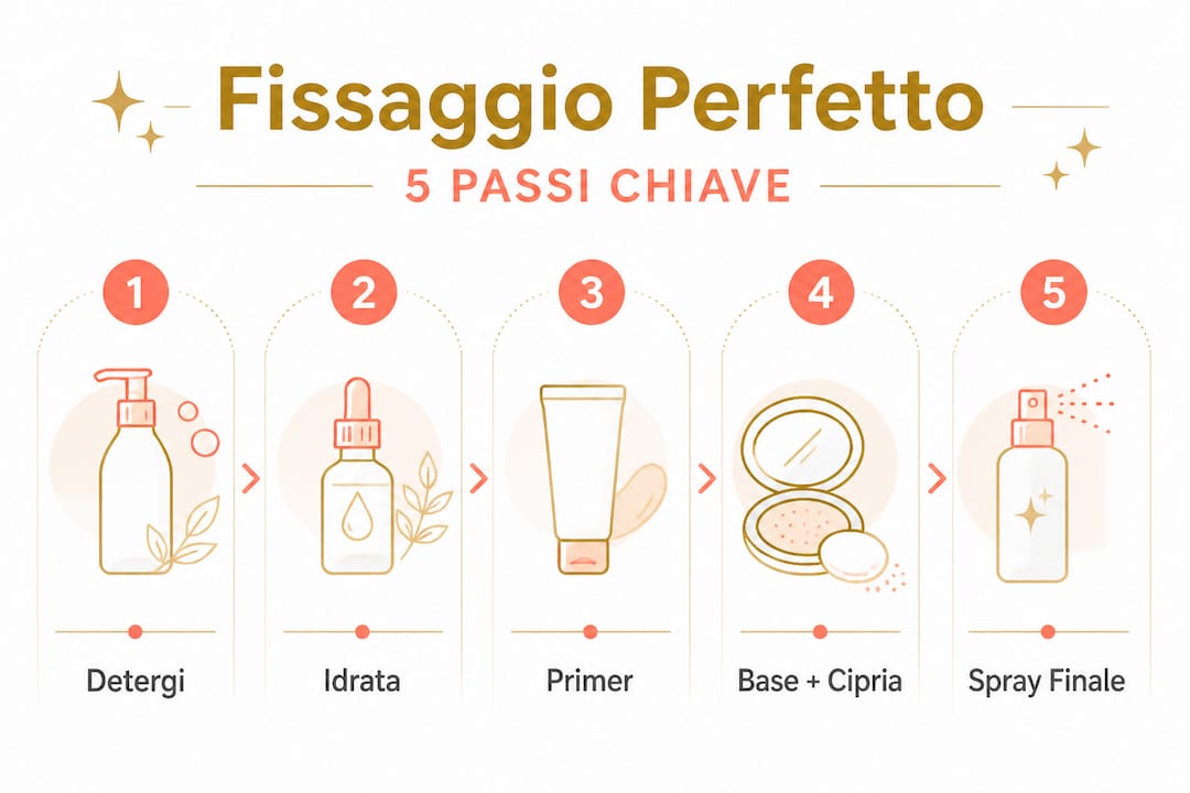 Infografica: 5 step per far durare il trucco tutto il giorno