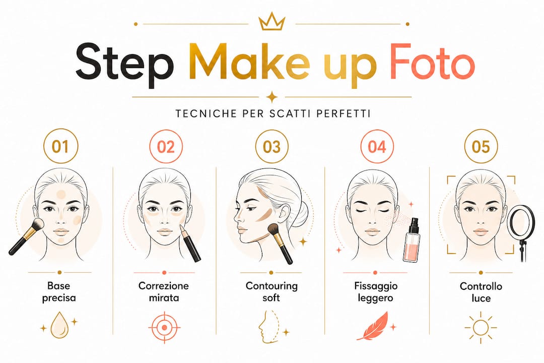 Guida illustrata ai passaggi per un make up perfetto da foto professionale