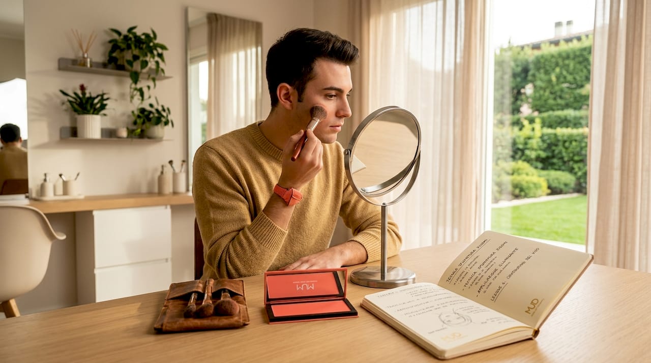 Una giovane make-up artist si aggiorna sulle nuove tendenze beauty previste per il 2026.