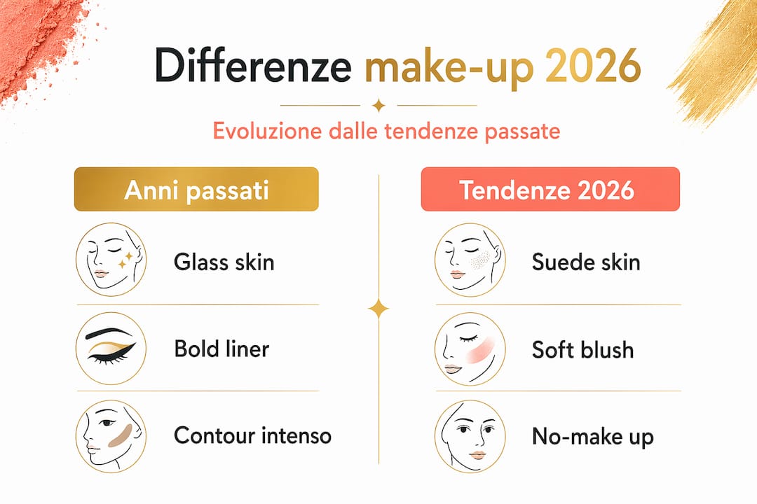 Un’infografica mette a confronto le tendenze make-up del 2026 con quelle degli anni passati