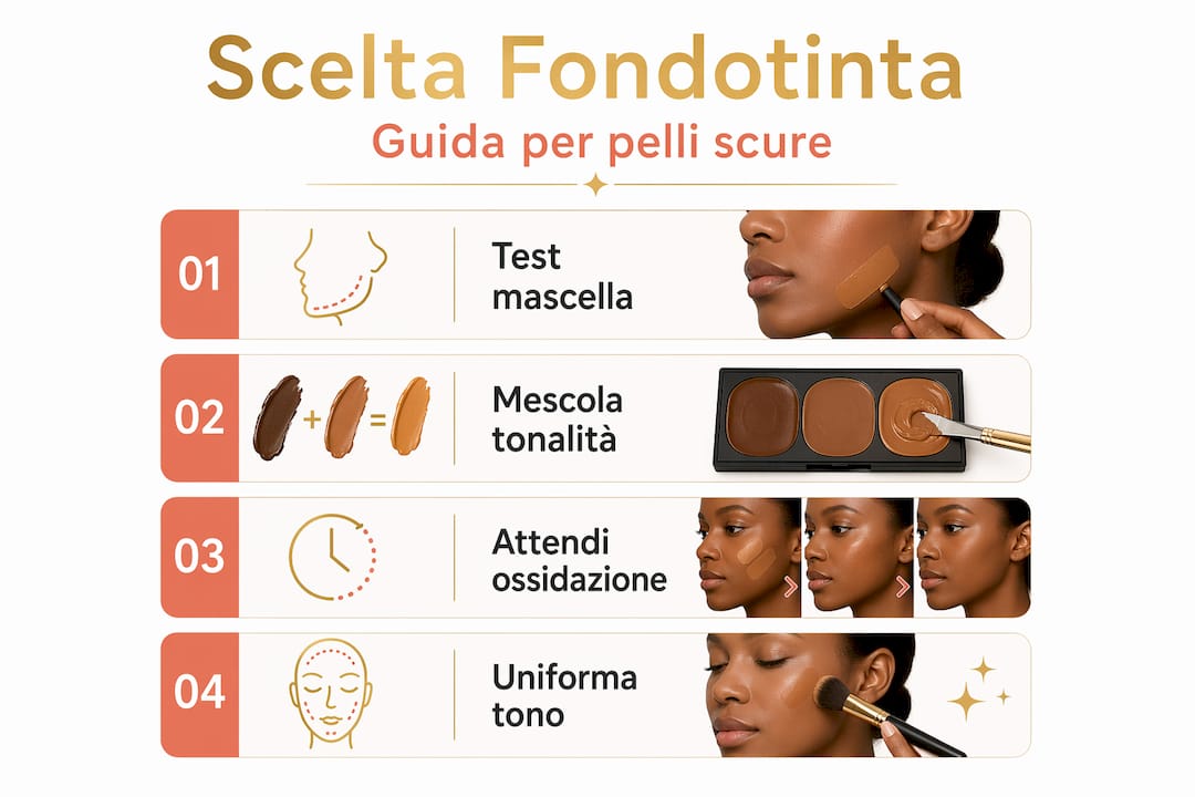 Infografica: come scegliere il fondotinta perfetto per incarnati scuri