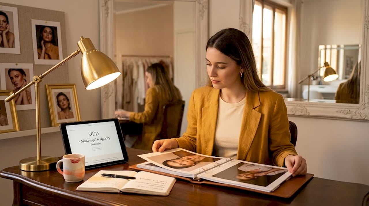 La make up artist seleziona con attenzione i lavori da inserire nel proprio portfolio, scegliendo quelli che meglio rappresentano il suo stile e la sua professionalità.