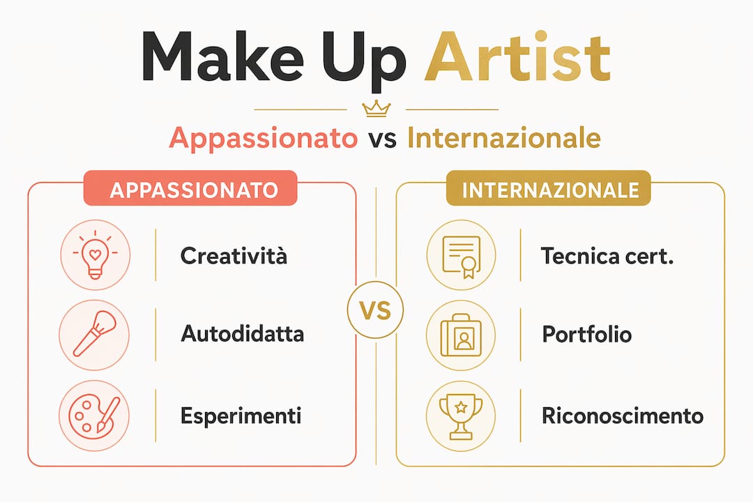 Infografica: differenze tra make up artist per passione e professionista internazionale
