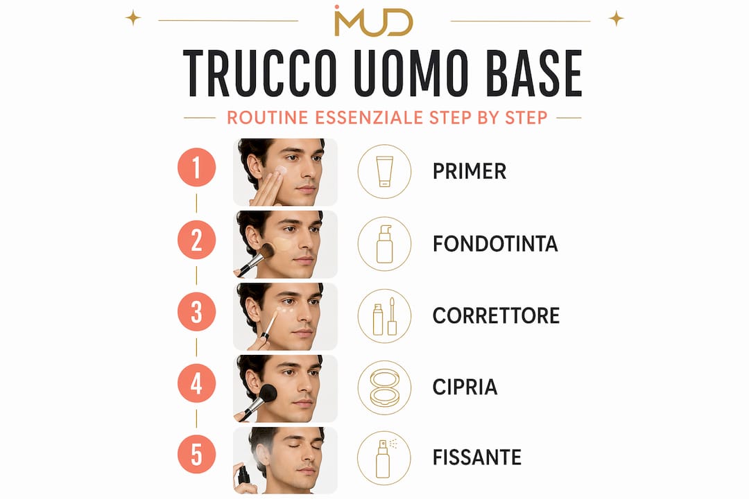 Guida illustrata ai vari step del make-up maschile