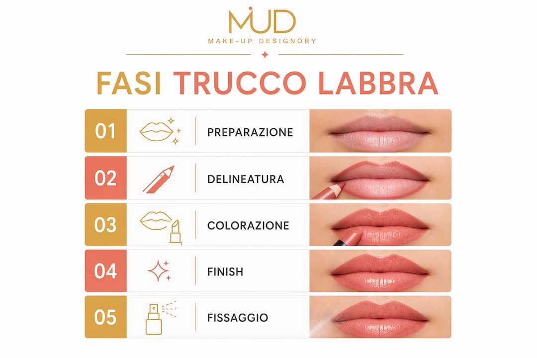 Guida illustrata ai passaggi per un trucco labbra perfetto