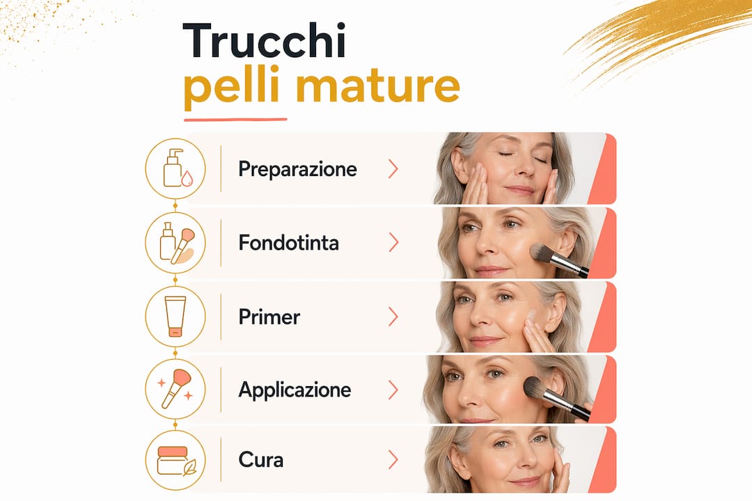 Infografica: tutti i consigli essenziali per valorizzare la pelle matura con il make-up