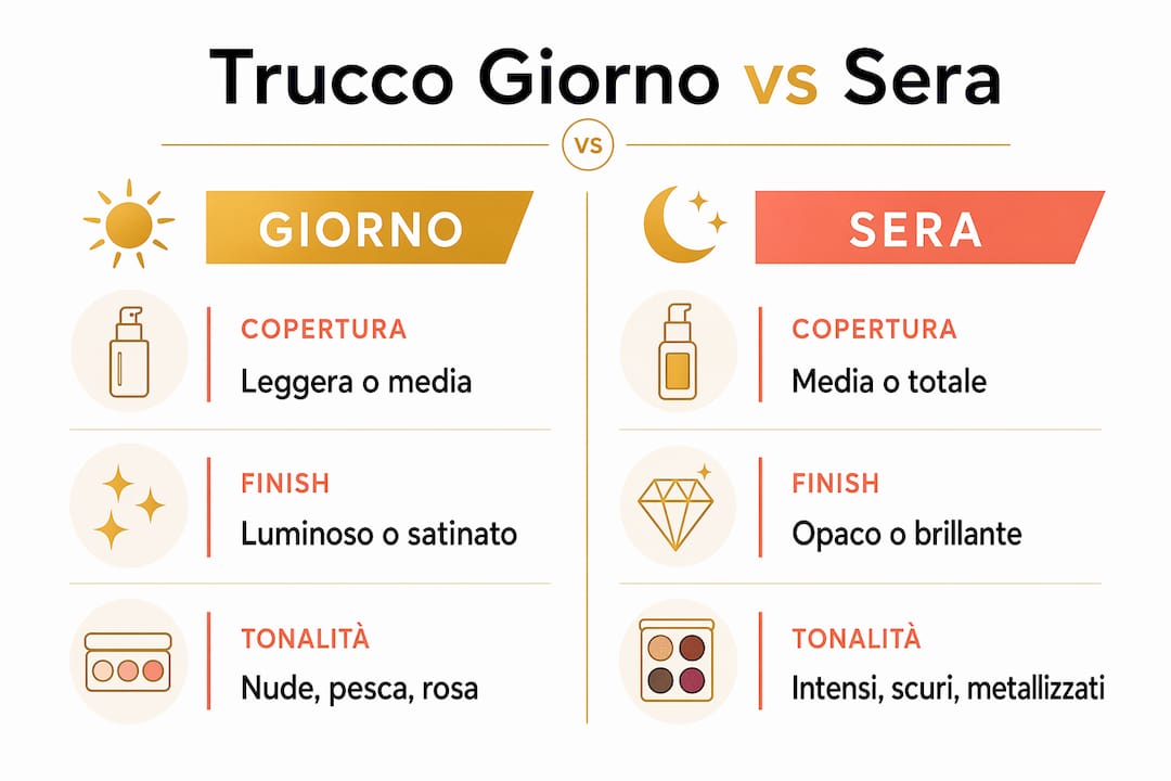 Infografica: le differenze tra il make-up da giorno e quello da sera