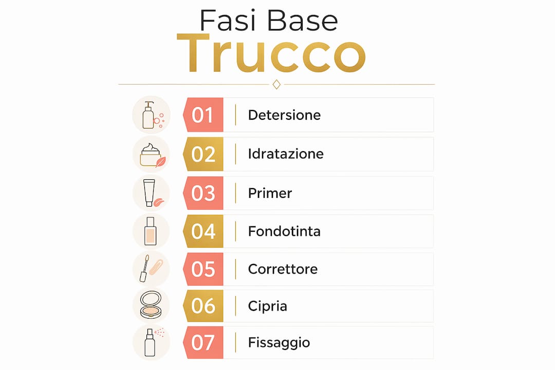 Guida illustrata ai passaggi fondamentali per una base trucco impeccabile