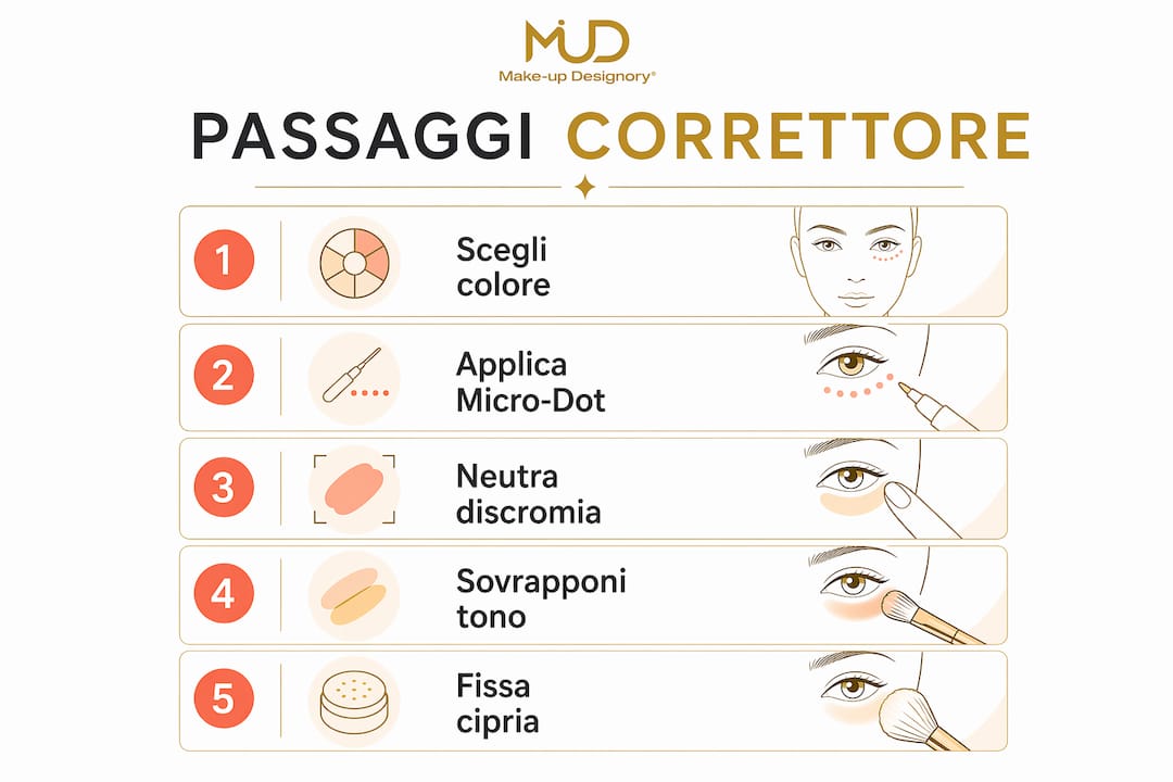 Guida illustrata ai passaggi per applicare il correttore