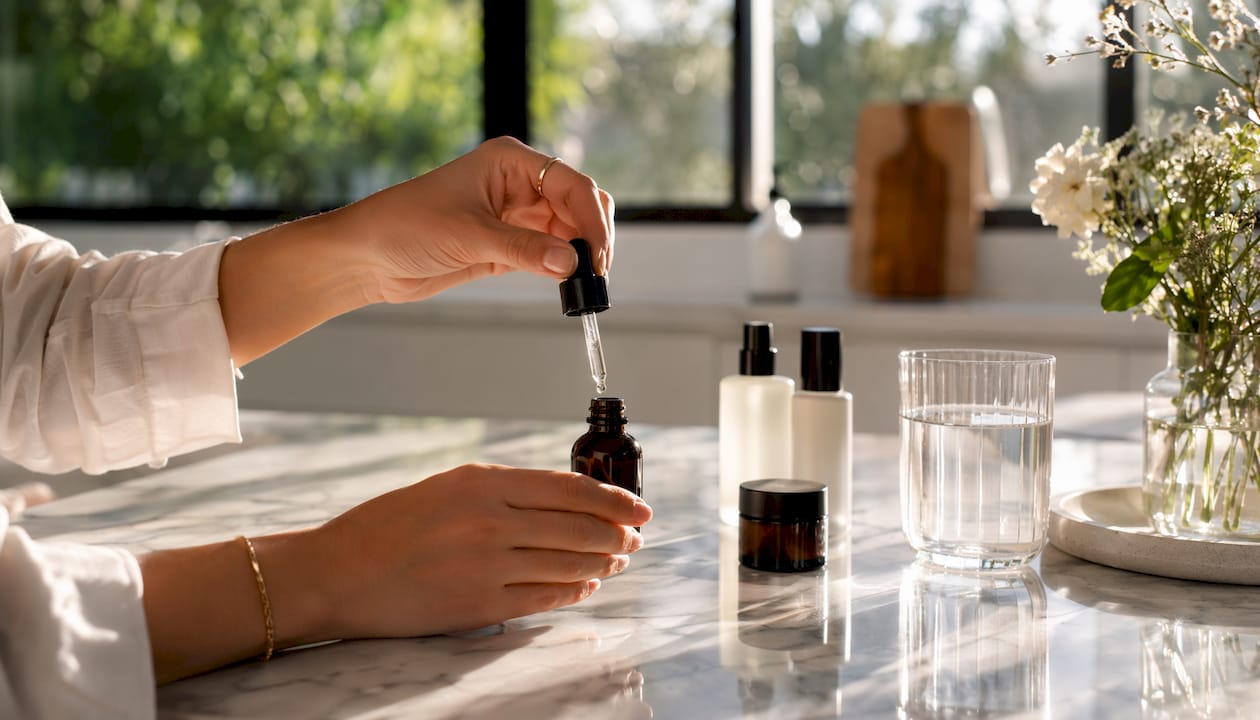 Mani che stendono delicatamente un gel idratante sulla pelle