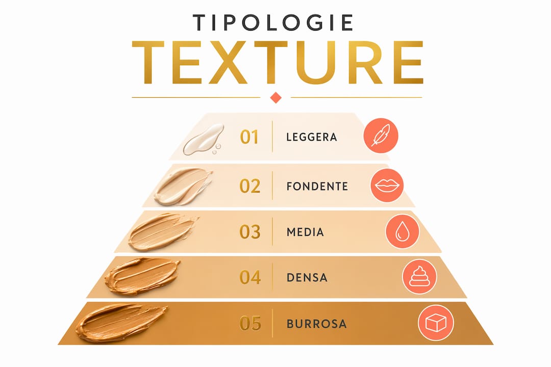 Scopri tutte le principali texture dei cosmetici con questa infografica.