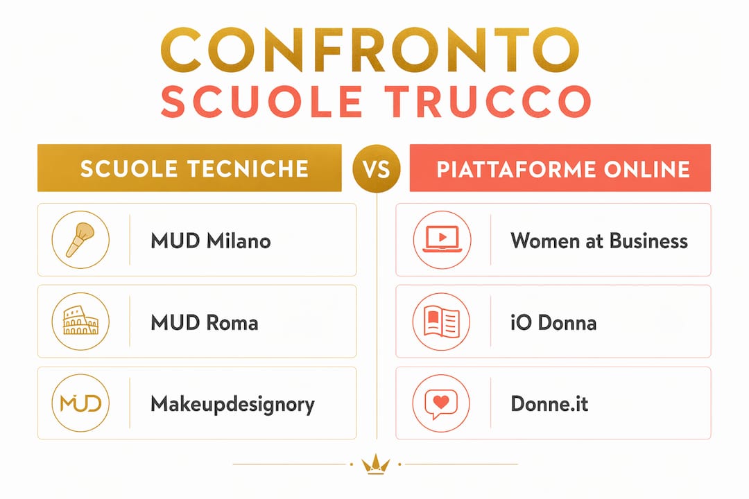 Infografica: confronto tra le migliori scuole e piattaforme di make-up in Italia
