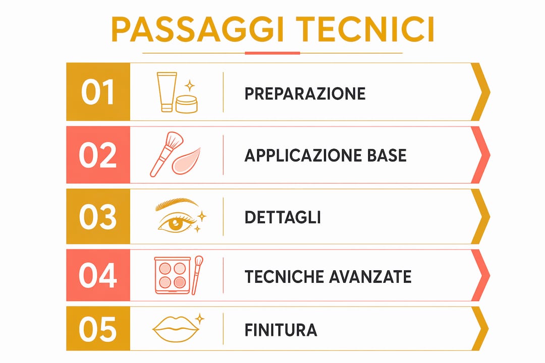 Infografica che illustra, passo dopo passo, le tecniche di face painting
