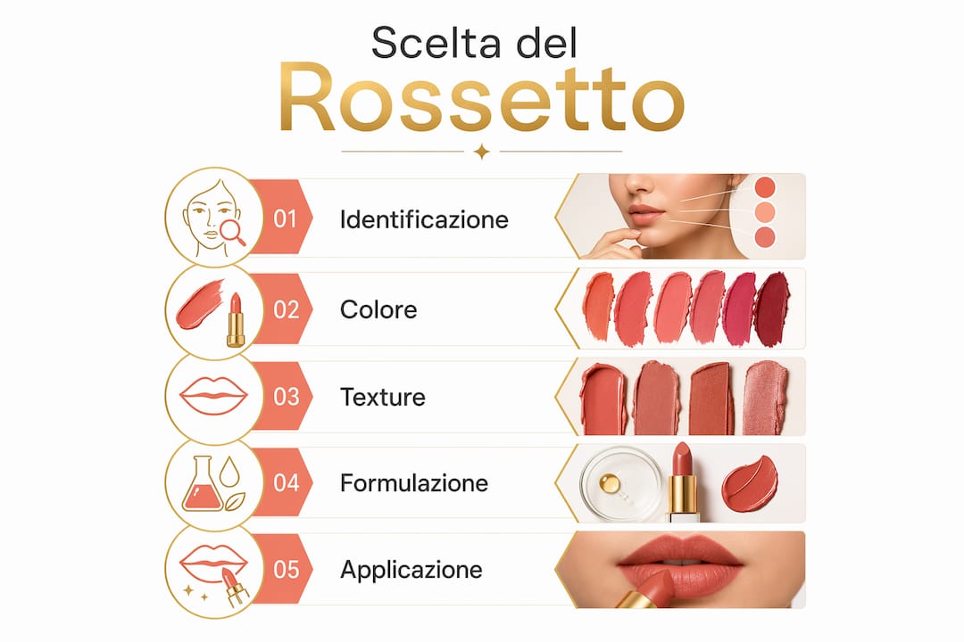 Guida visiva alla scelta del colore, della texture e della formula del rossetto