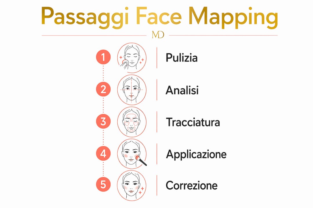 Grafica illustrativa che spiega, passo dopo passo, come funziona il face mapping
