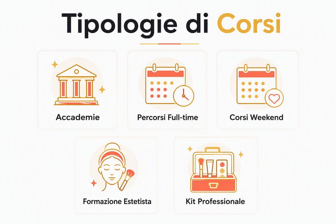Infografica con una panoramica delle diverse tipologie di corsi presentate in elenco verticale