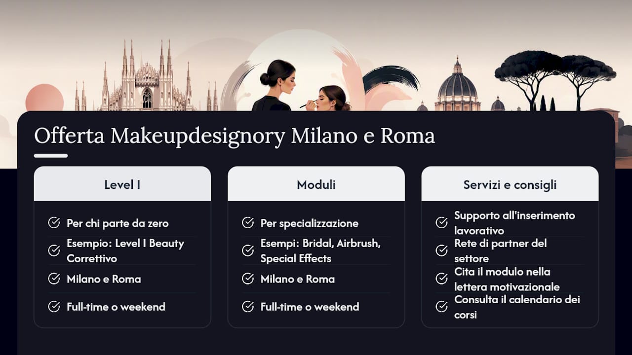 Makeupdesignory: corsi a Milano e Roma per chi vuole diventare make-up artist — overview diagram