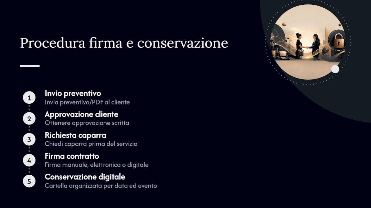 Schema delle fasi di firma e archiviazione del contratto