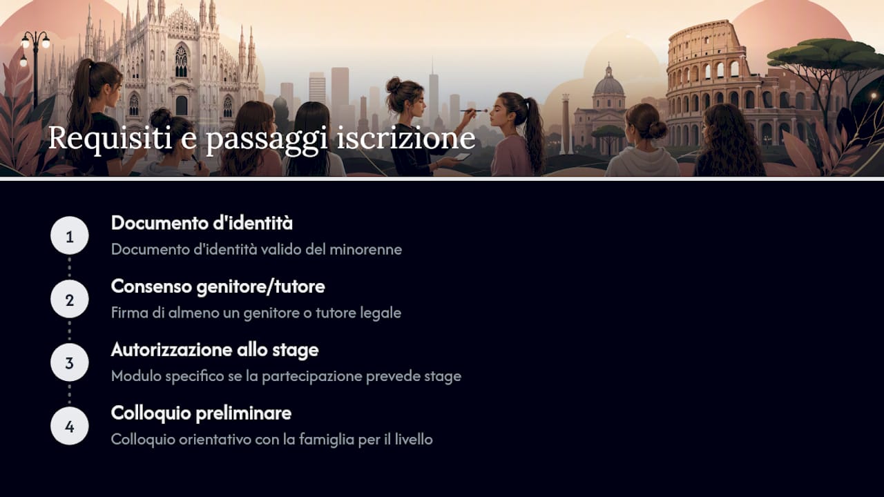 Procedura per iscriversi a un corso di make up