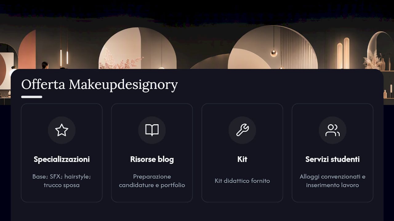 L'esperienza Makeupdesignory nella formazione e nell'ammissione — overview diagram