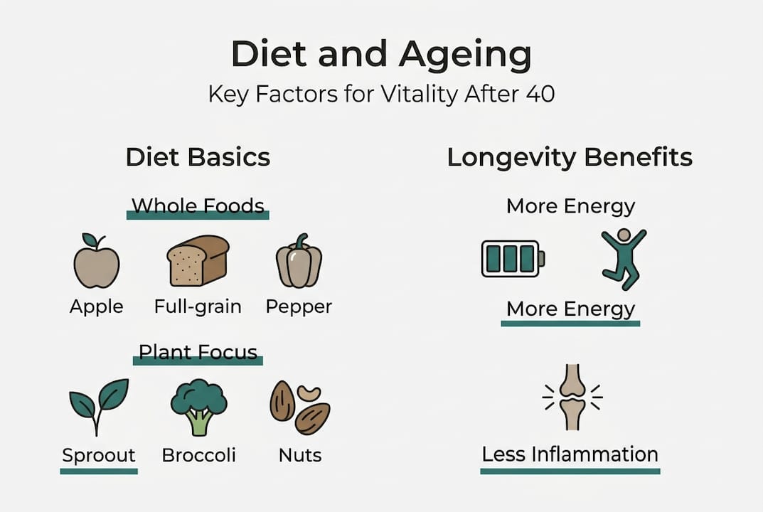Infographic showing diet strategies for ageing well