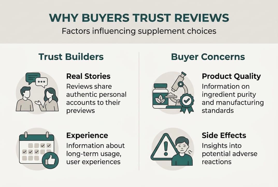 Infographic showing why buyers trust reviews