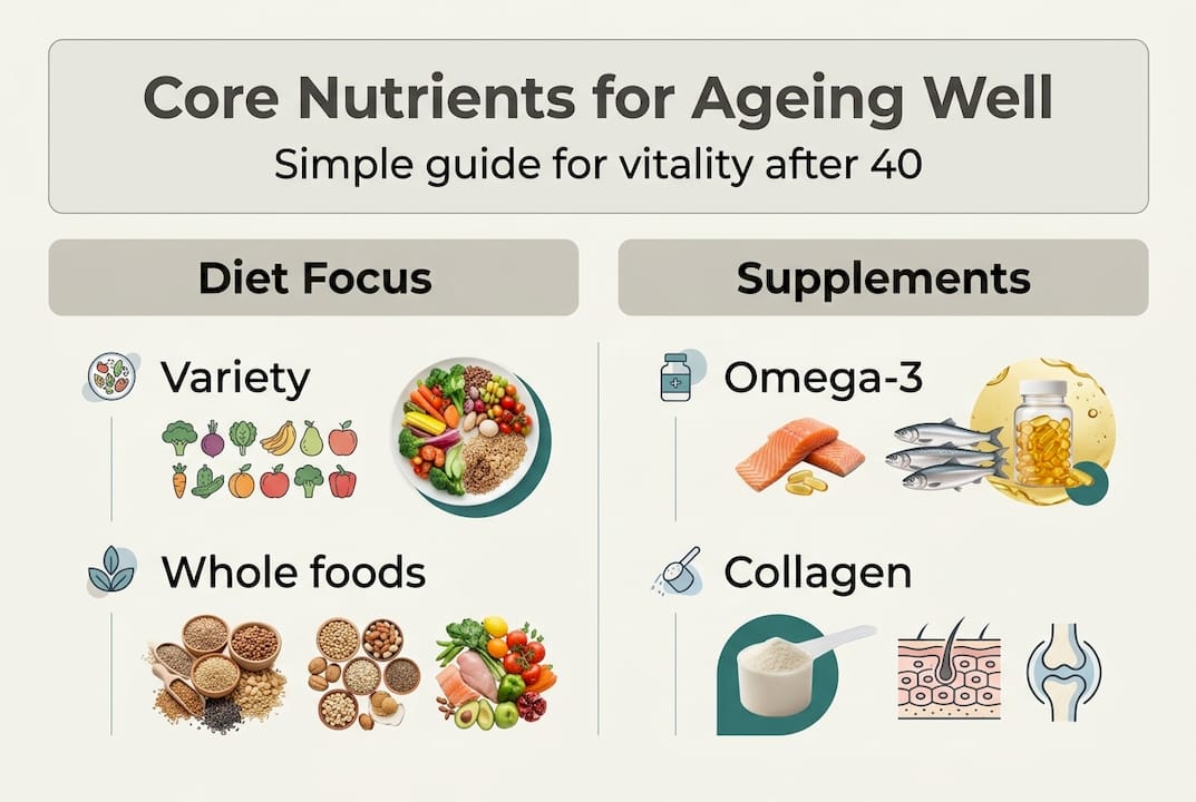Infographic showing core nutrients and supplements