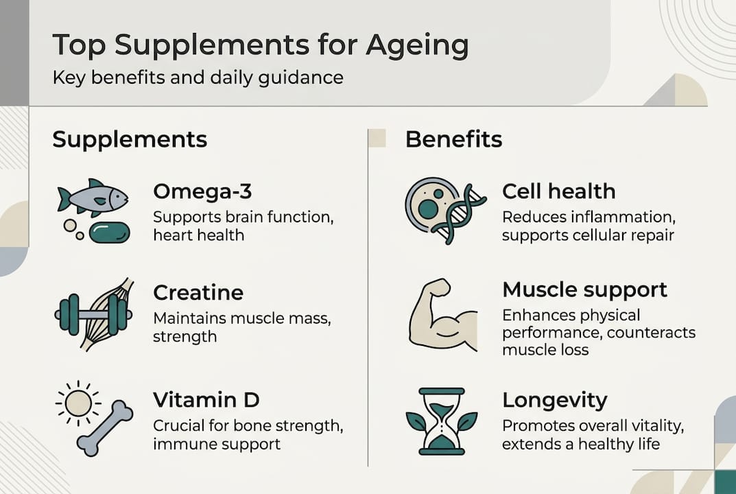 Infographic showing top supplements and benefits