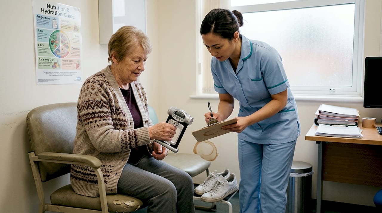 Grip strength biomarker testing clinic