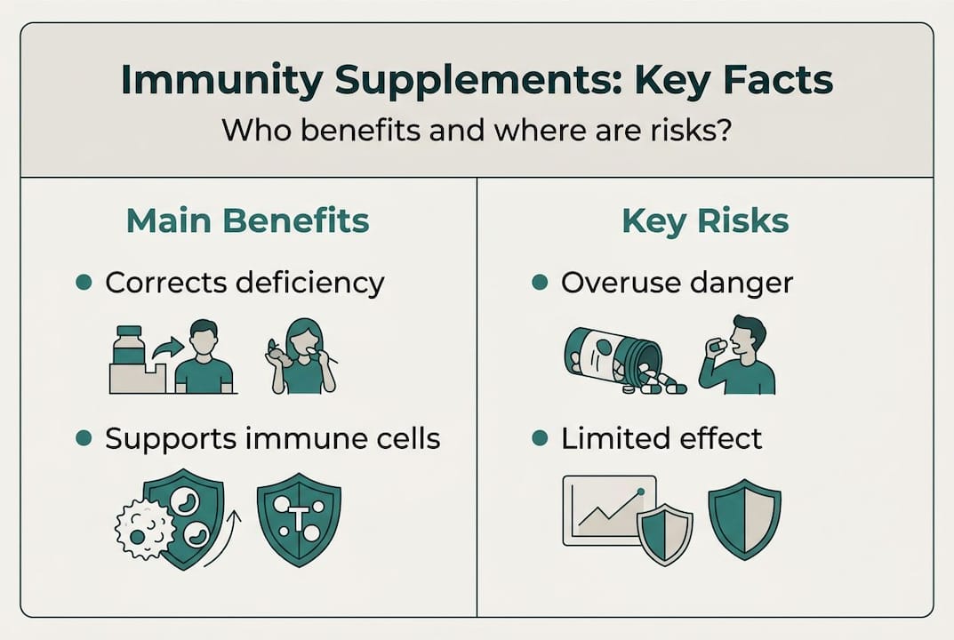 Infographic on immunity supplements benefits and risks