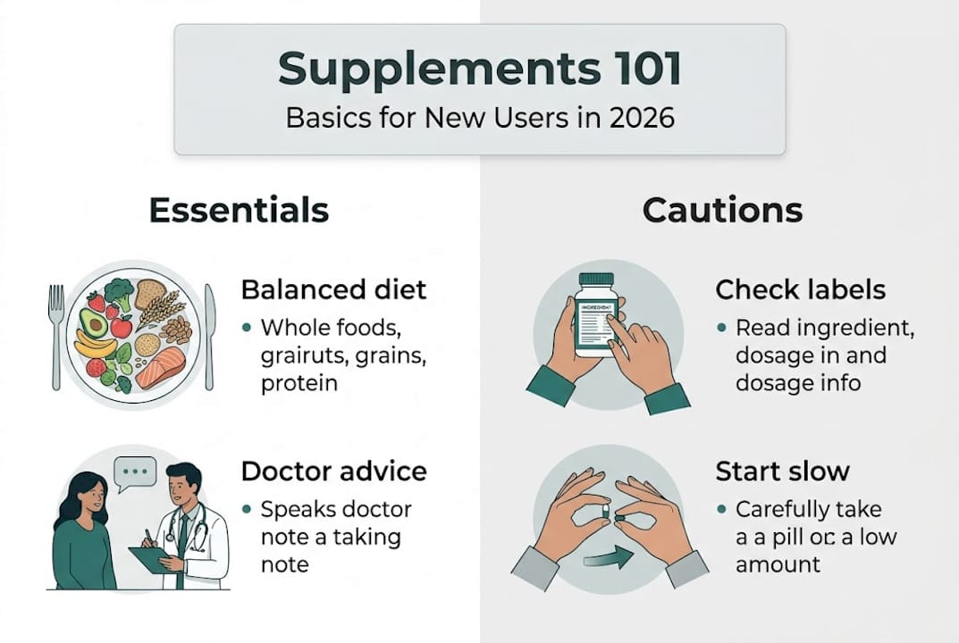 Infographic showing safe supplement basics for beginners