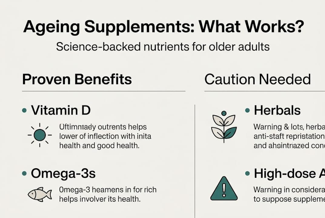 Infographic showing supplements evidence for healthy ageing