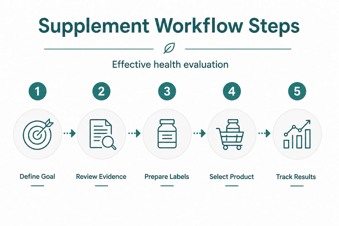Infographic of supplement effectiveness workflow steps