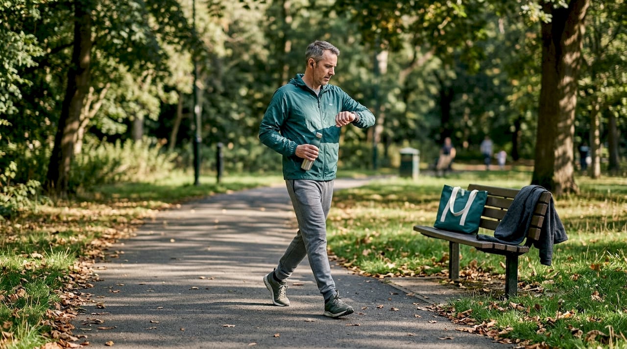 Man walking for daily health in park