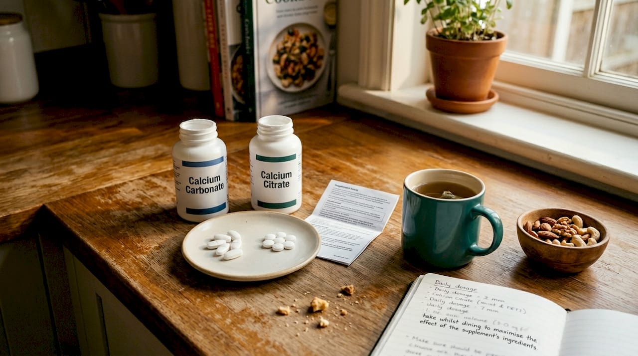 Different calcium supplement tablets side by side