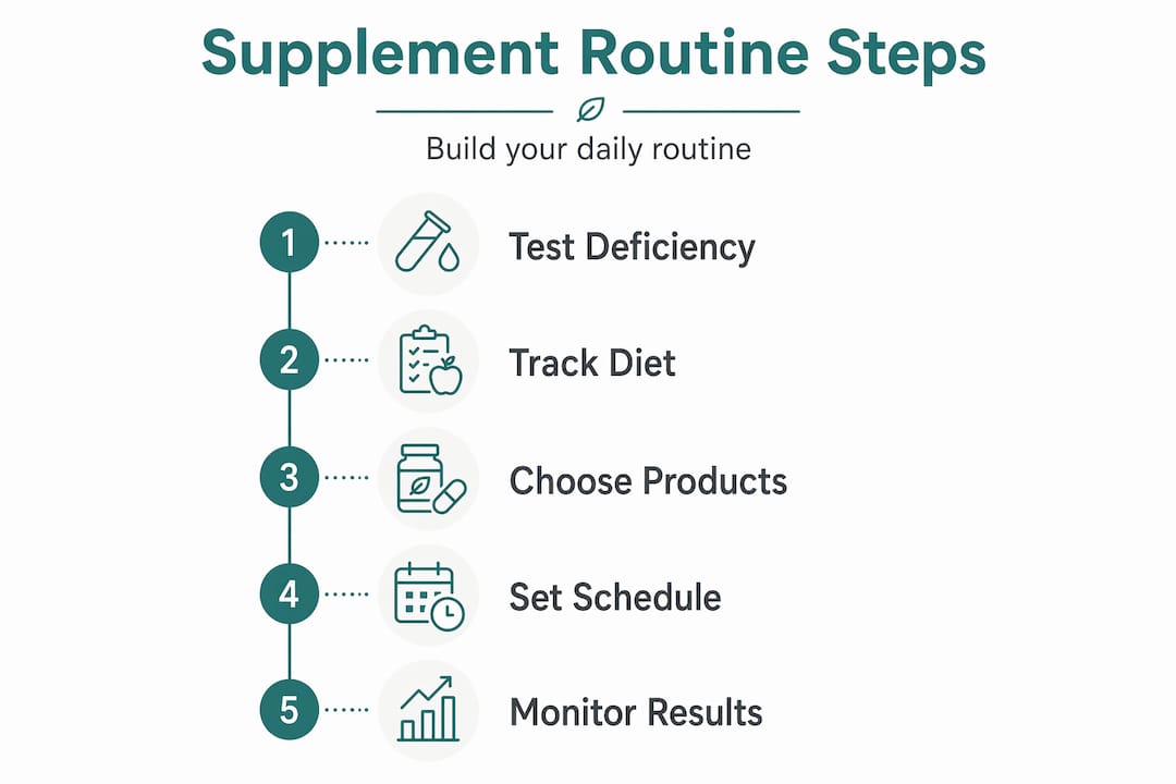 Infographic showing supplement routine step-by-step