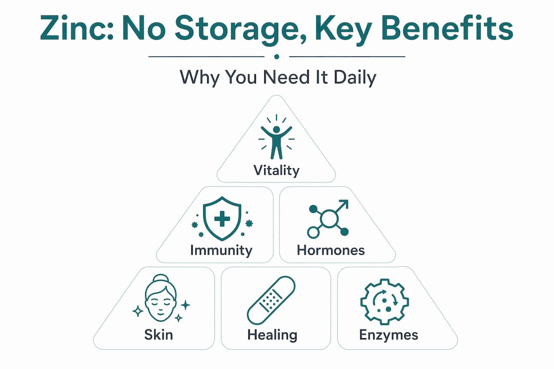 Zinc supplement benefits pyramid infographic