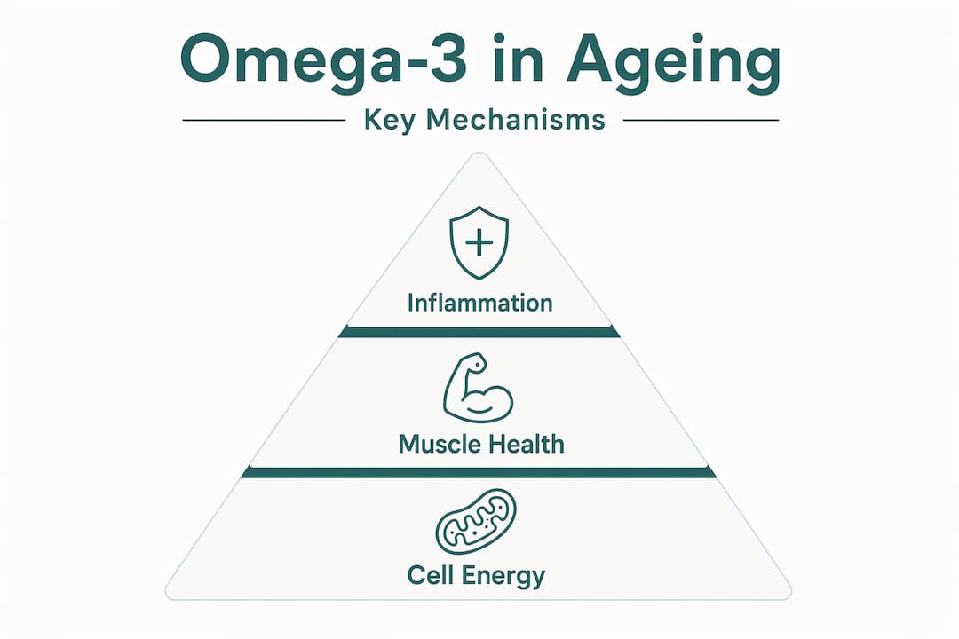 Hierarchy infographic showing omega-3 effects