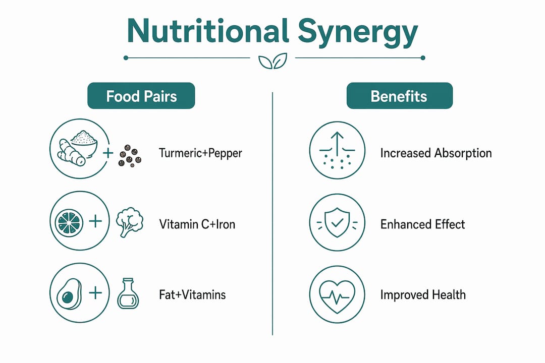 Infographic outlining food pairings and health benefits