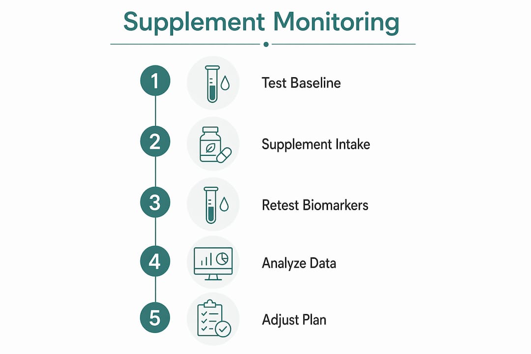 Infographic showing supplement monitoring process steps