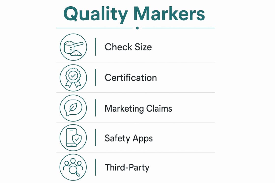 Infographic explaining supplement quality and safety markers