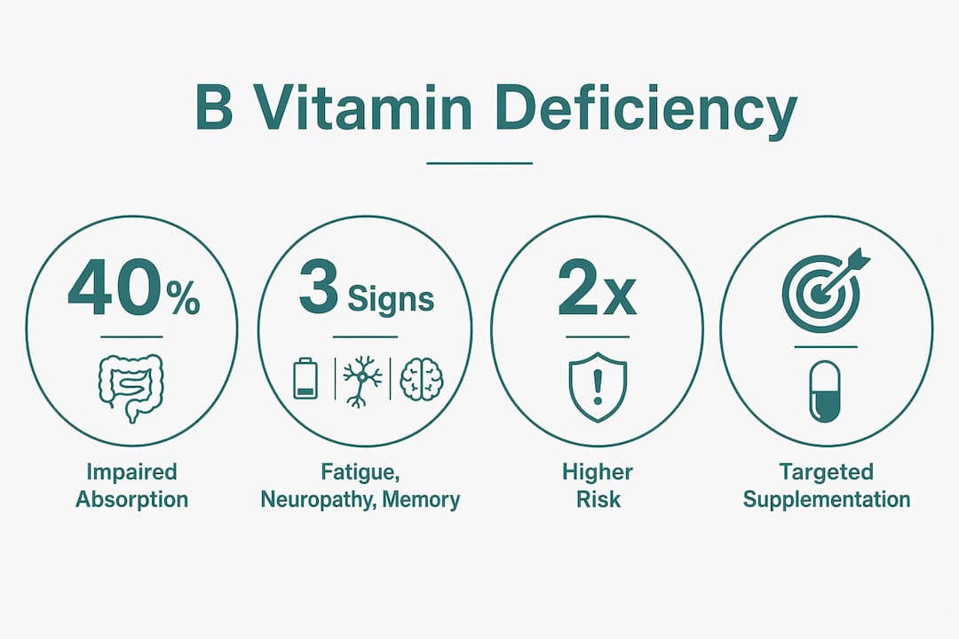 Infographie montrant les statistiques sur la carence en vitamines B chez les seniors