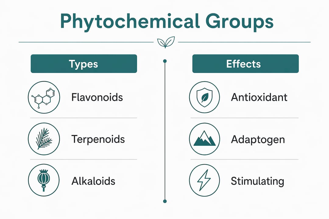 Infographic comparing phytochemical groups and effects