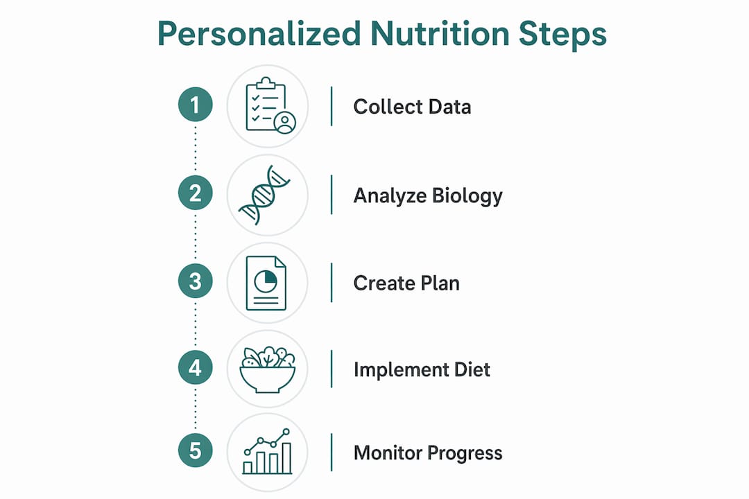 Infographic illustrating personalized nutrition process steps